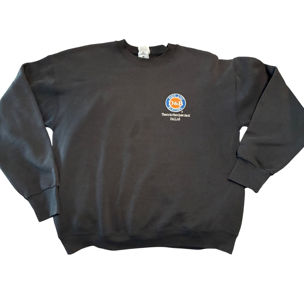 Vintage grunge Dave & Busters black fruit of the loom sweatshirt Size Lg bloke